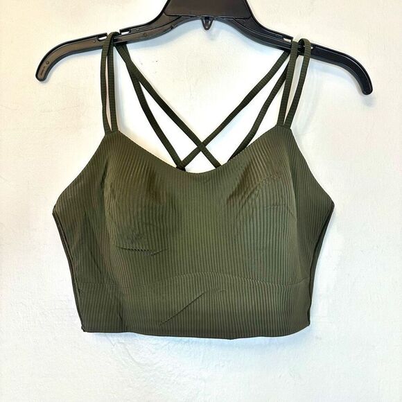 Lululemon Scoop Neck Strappy Back Athletic Sports Bra Green Size 12 - Picture 1 of 4